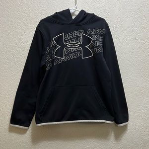 Under Armour Hoodie Youth Size Small. Black and white. Worn but in great shape.